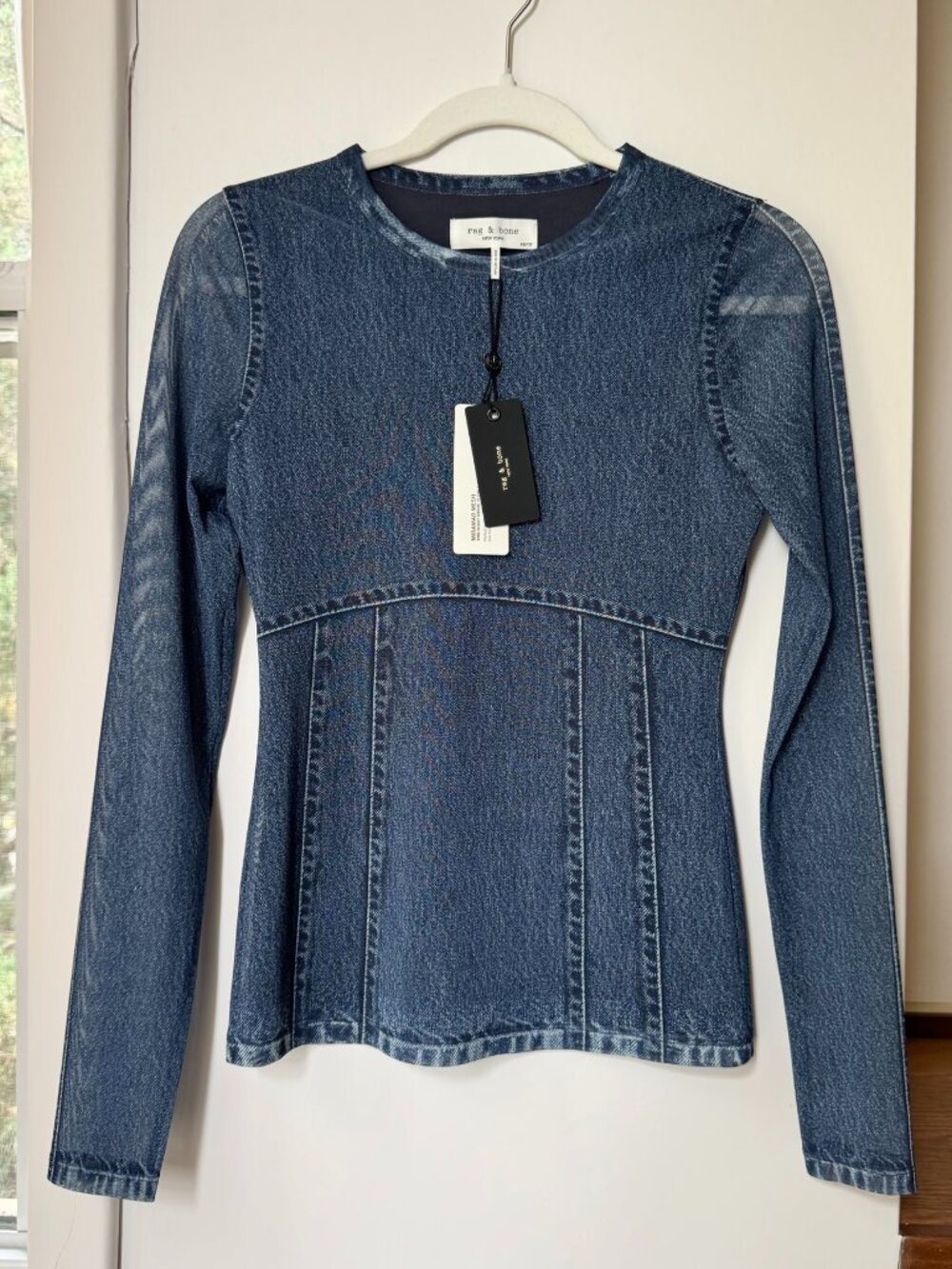 NWT Rag & Bone Miramar Mesh Long-Sleeve Crewneck Top XS
